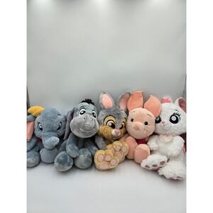 Disney Parks Big Feet Plush Lot Dumbo Eeyore Thumper Piglet Marie 5 Piece Set